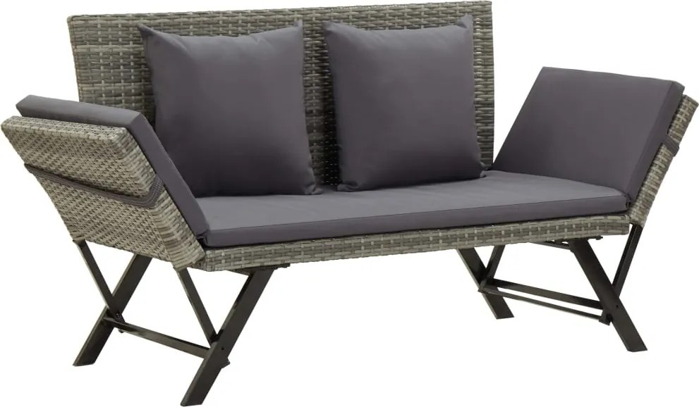 vidaXL szürke polyrattan kerti pad párnákkal 176 cm