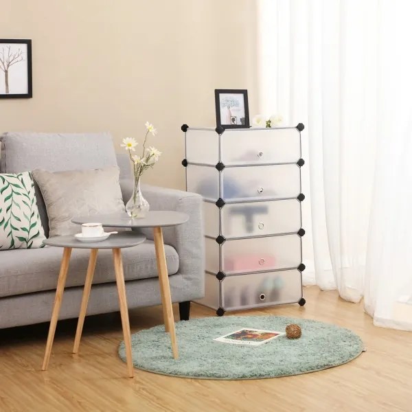 BOXIFY moduláris polcrendszer fiókokkal, fehér