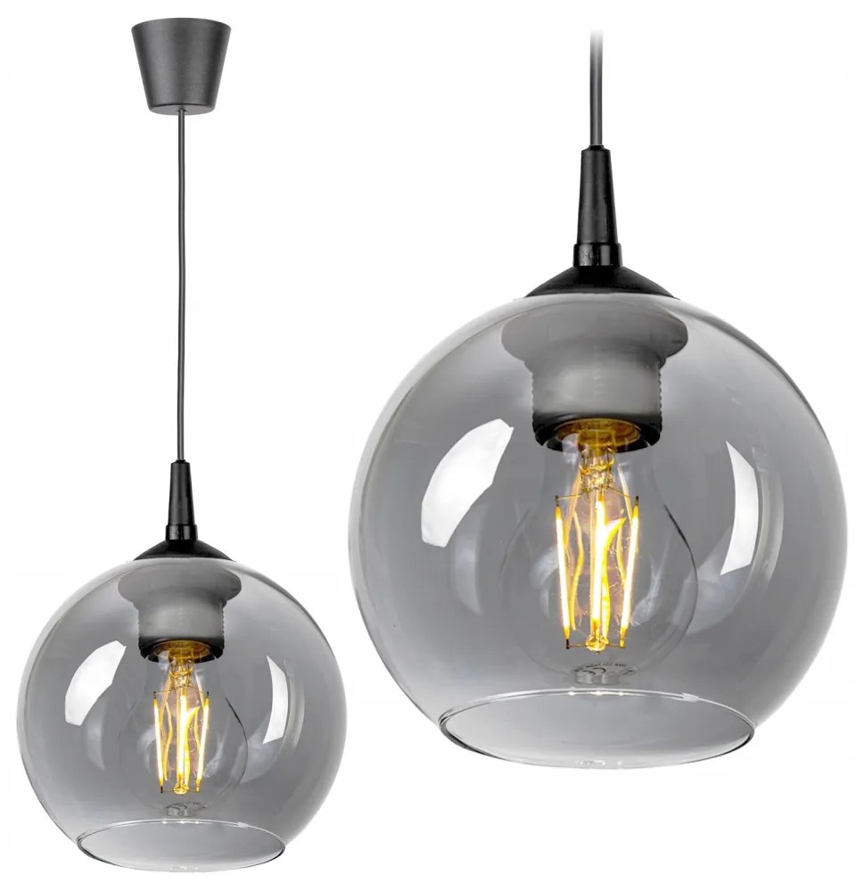 Glimex Orb EKO üvegbúrás állítható függőlámpa füstüveg / grafit 1xE27