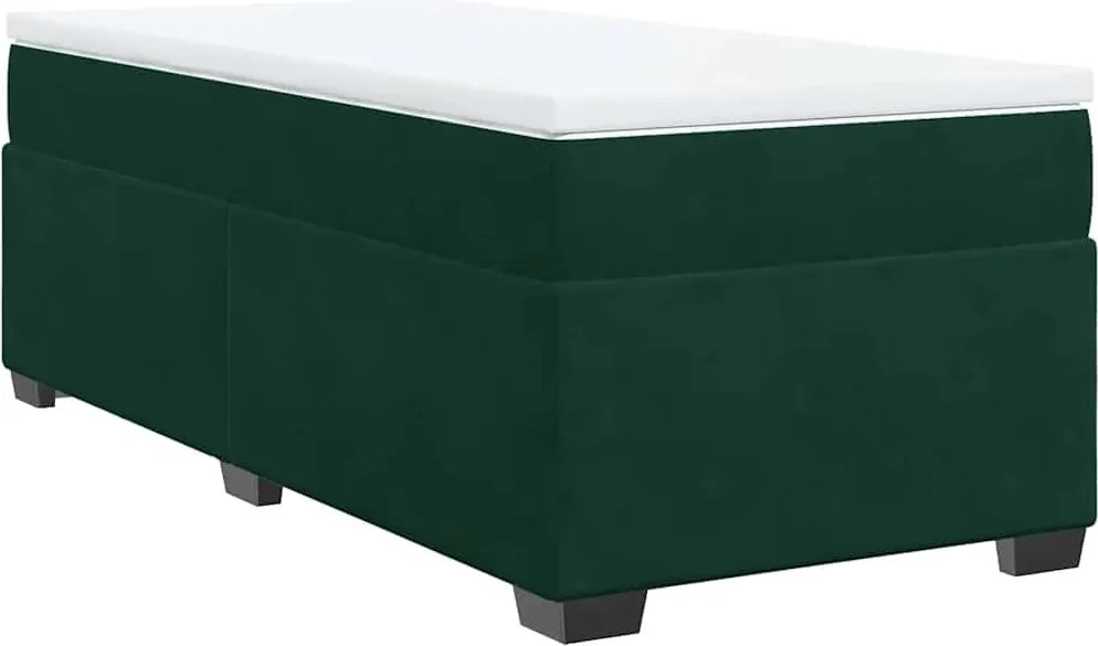vidaXL sötétzöld bársony rugós ágy matraccal 100 x 200 cm