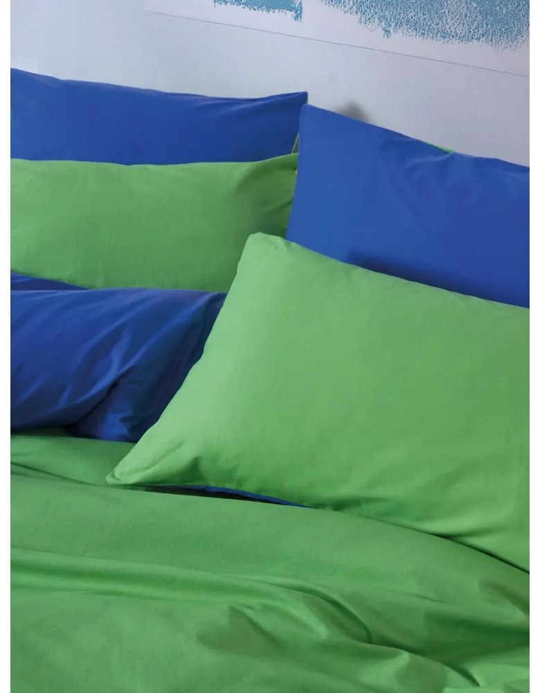 Zöld-kék négyrészes kétszemélyes hosszabbított renforcé pamut ágyneműhuzat lepedővel 200x220 cm Sage – Mijolnir