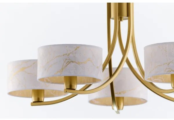 Jupiter 2097 - Láncos csillár ARTHUR 5xE27/15W/230V fehér/arany/márványminta