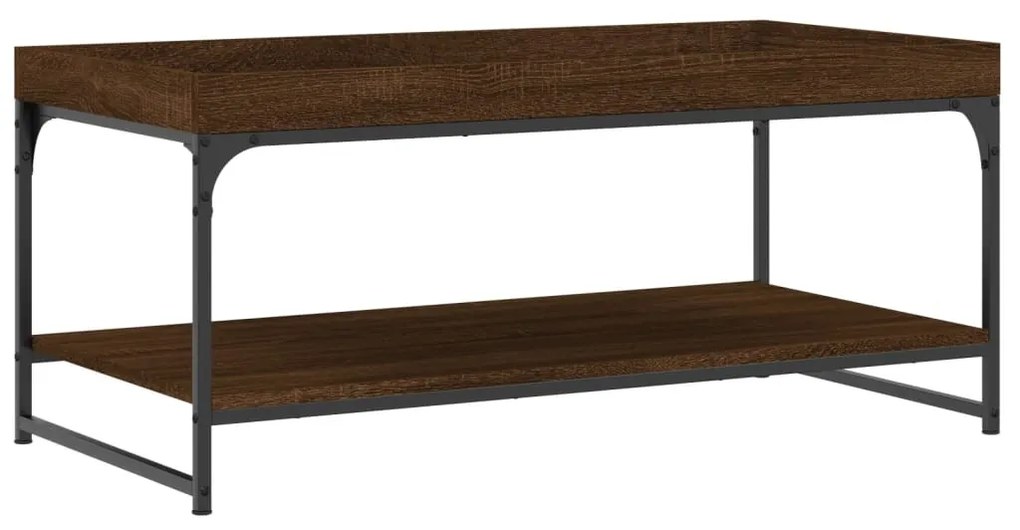Barna tölgyszínű szerelt fa dohányzóasztal 100x49x45 cm