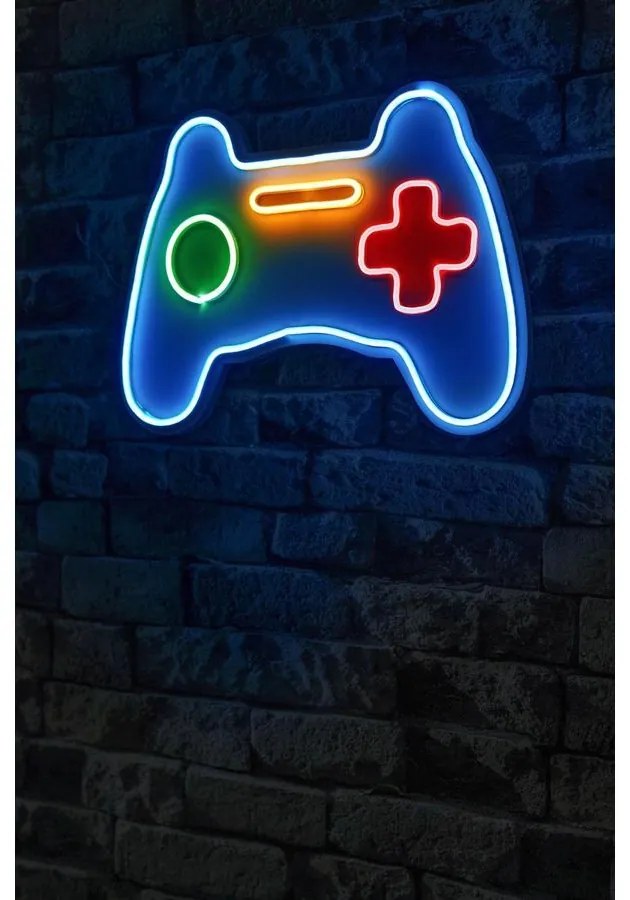 Műanyag LED-es fali dekoráció, Play Station Gaming Controller - Blue