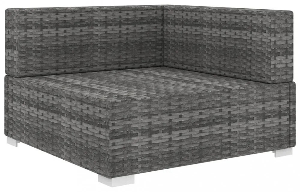 vidaXL 1 db szürke polyrattan moduláris sarokfotel párnákkal