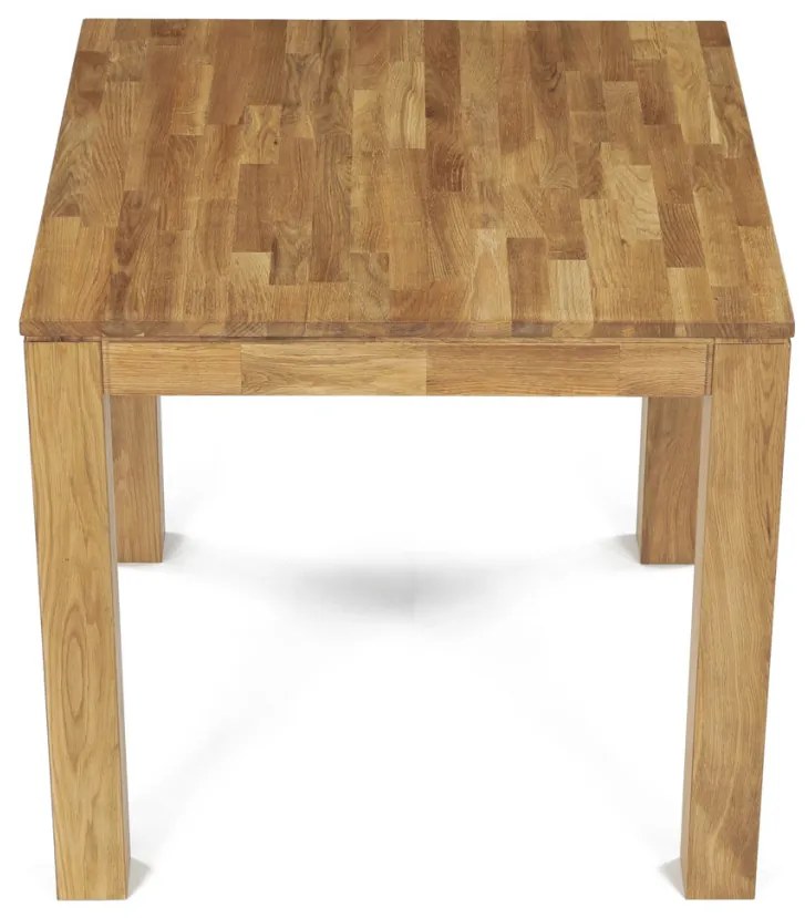 Masă de sufragerie 80x80x75 cm, stejar alb masiv, finisaj cu ulei, picioare de 8x8 cm