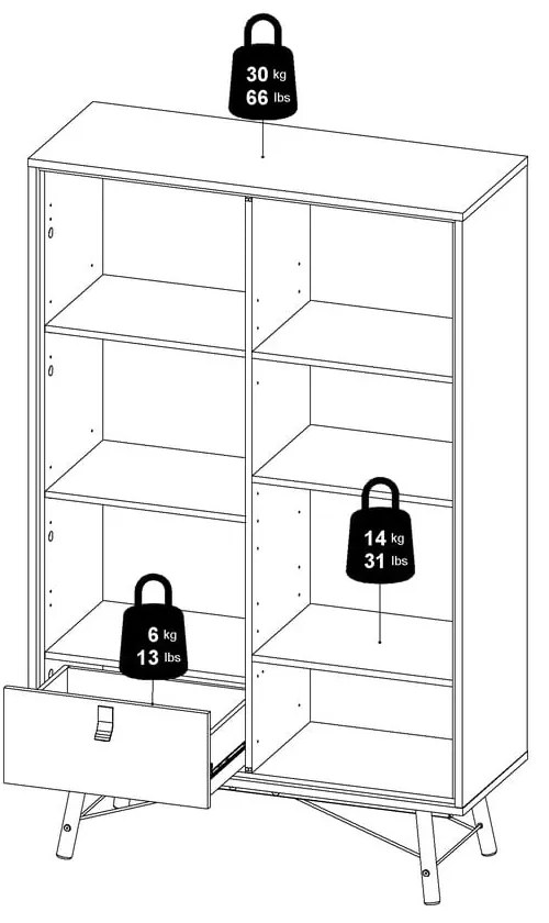 Natúr színű tálalószekrény tölgyfa dekorral 102x162x40 cm Ry – Tvilum