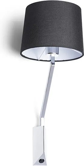 RENDL SHARP fali lámpa fekete króm 230V LED E27 15W