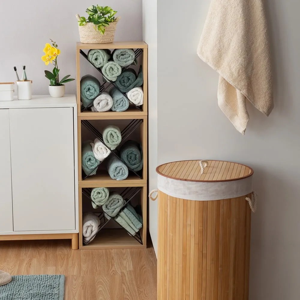 Round kerek bambusz szennyeskosár - Compactor