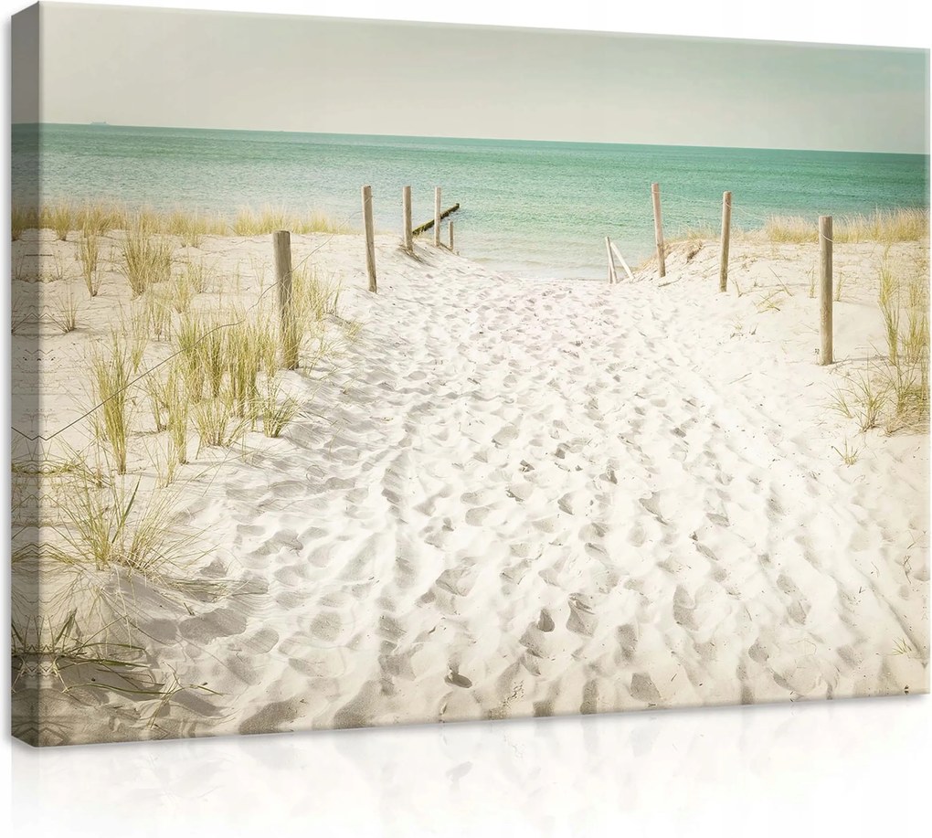 Vászonkép 70x50 Homokos ösvény tenger horizont nyugalom természet nyár