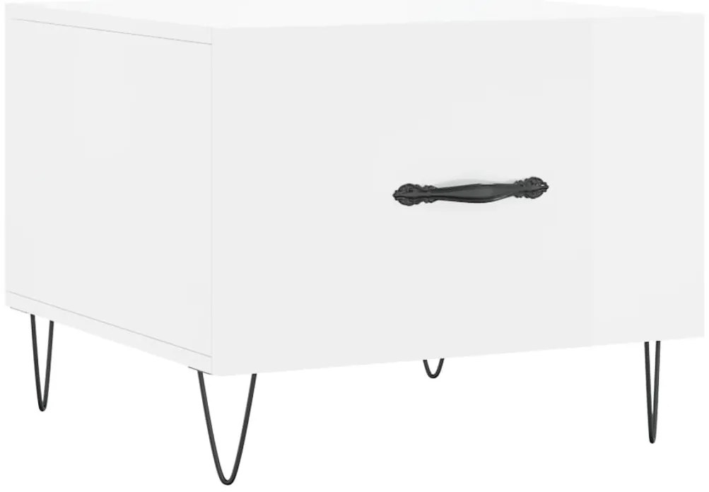 Magasfényű fehér szerelt fa dohányzóasztal 50 x 50 x 40 cm