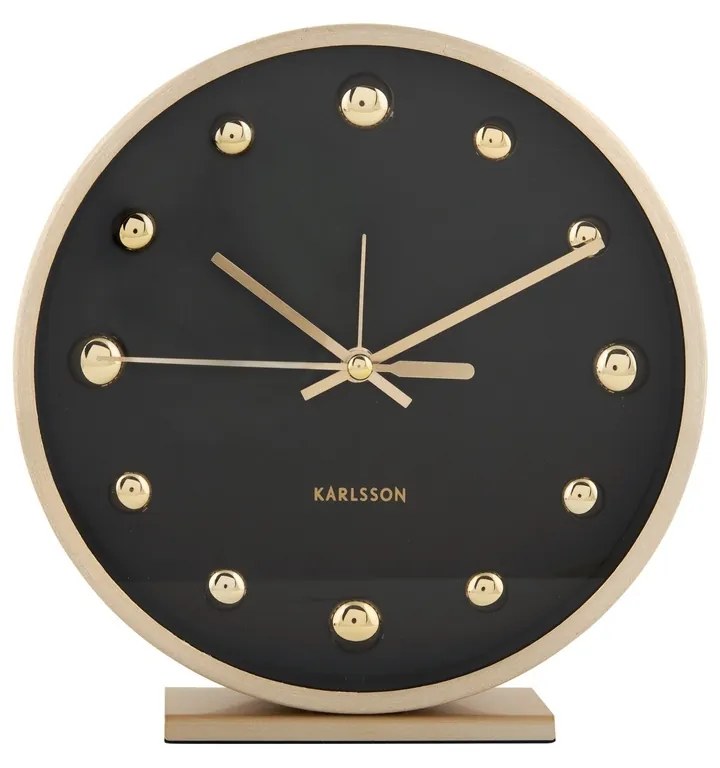 Karlsson 5970BK dizájner asztali óra/ébresztőóra fekete, átmérő 16 cm