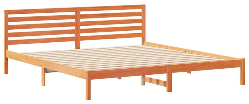 Ágykeret fejtámlával Viaszbarna 200 x 220 cm Tömör fenyőfa