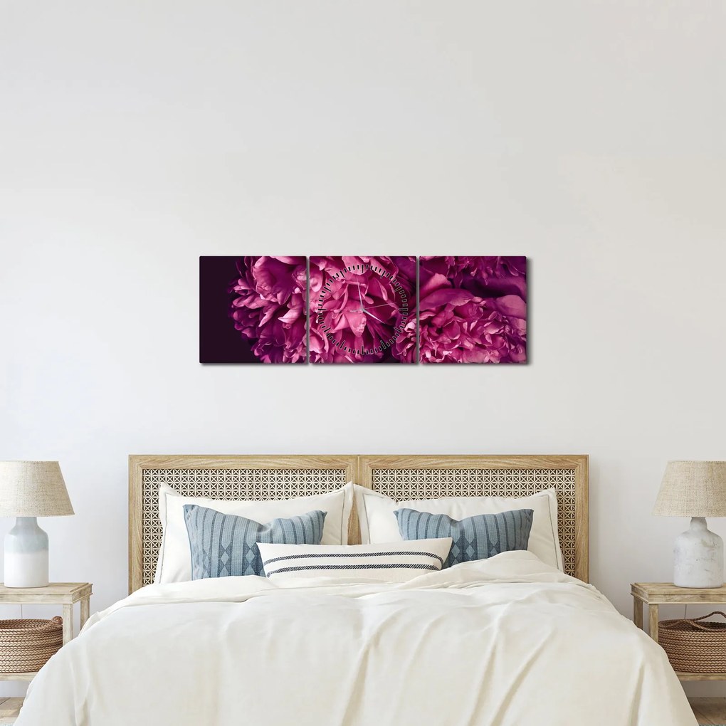 Kép - Csokor pünkösdi rózsa (órával) (90x30 cm)