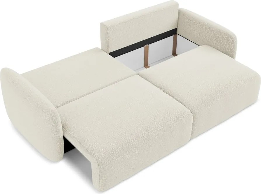 Krémszínű kinyitható-tárolóhelyes kanapé 238 cm Kalena – Makamii