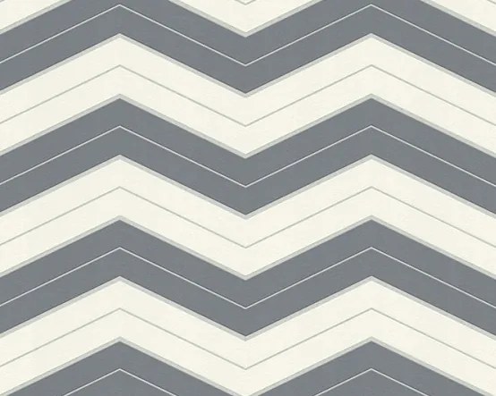 Cikk-cakk tapéta szürke-fehér 34242-3