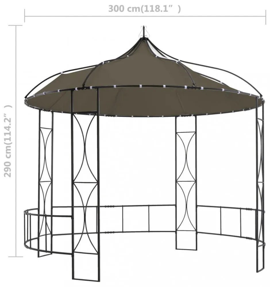 vidaXL tópszínű kerek pavilon 300 x 290 cm