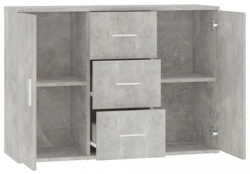 betonszürke szerelt fa tálalószekrény 91x29,5x65 cm