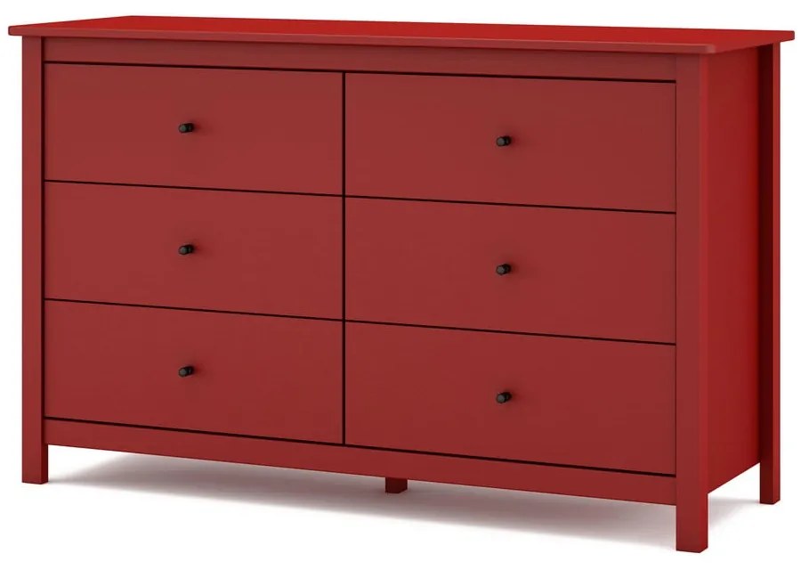 Piros borovi fenyő alacsony komód 130x80 cm Misti – Marckeric