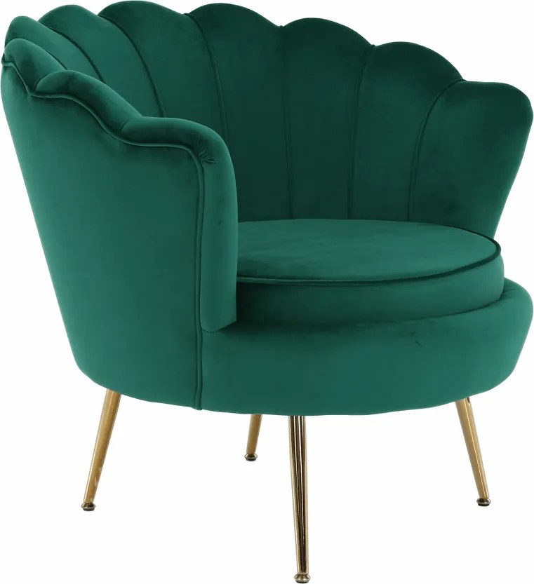 Fotel Art-deco stílusban, smaragd Velvet anyag/gold króm-arany, NOBLIN