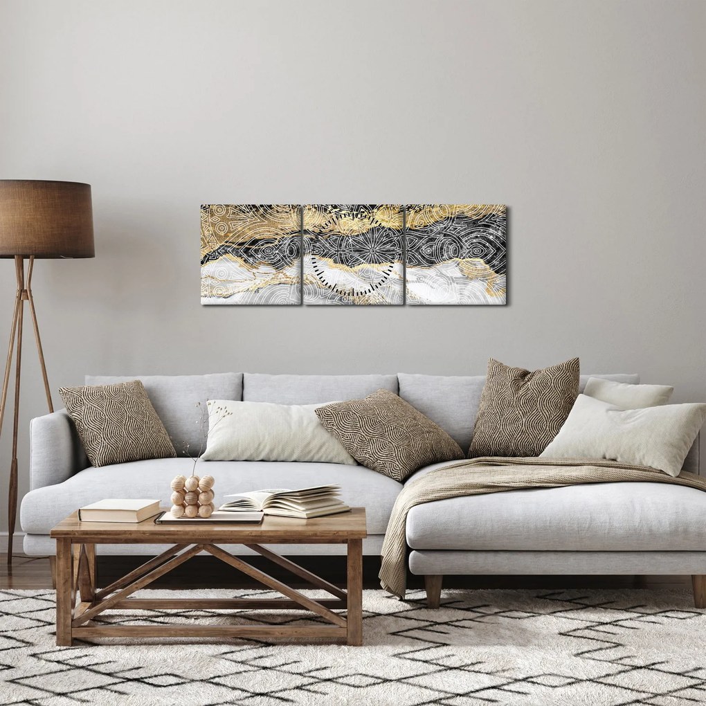 Kép - Mandala márványból (órával) (90x30 cm)