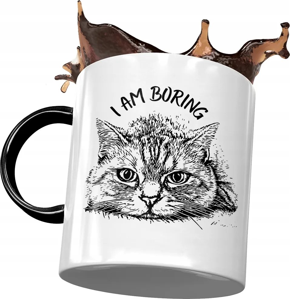 Fekete Bögre Cicával Cuki Ajándék Nyomtatott Fotóval