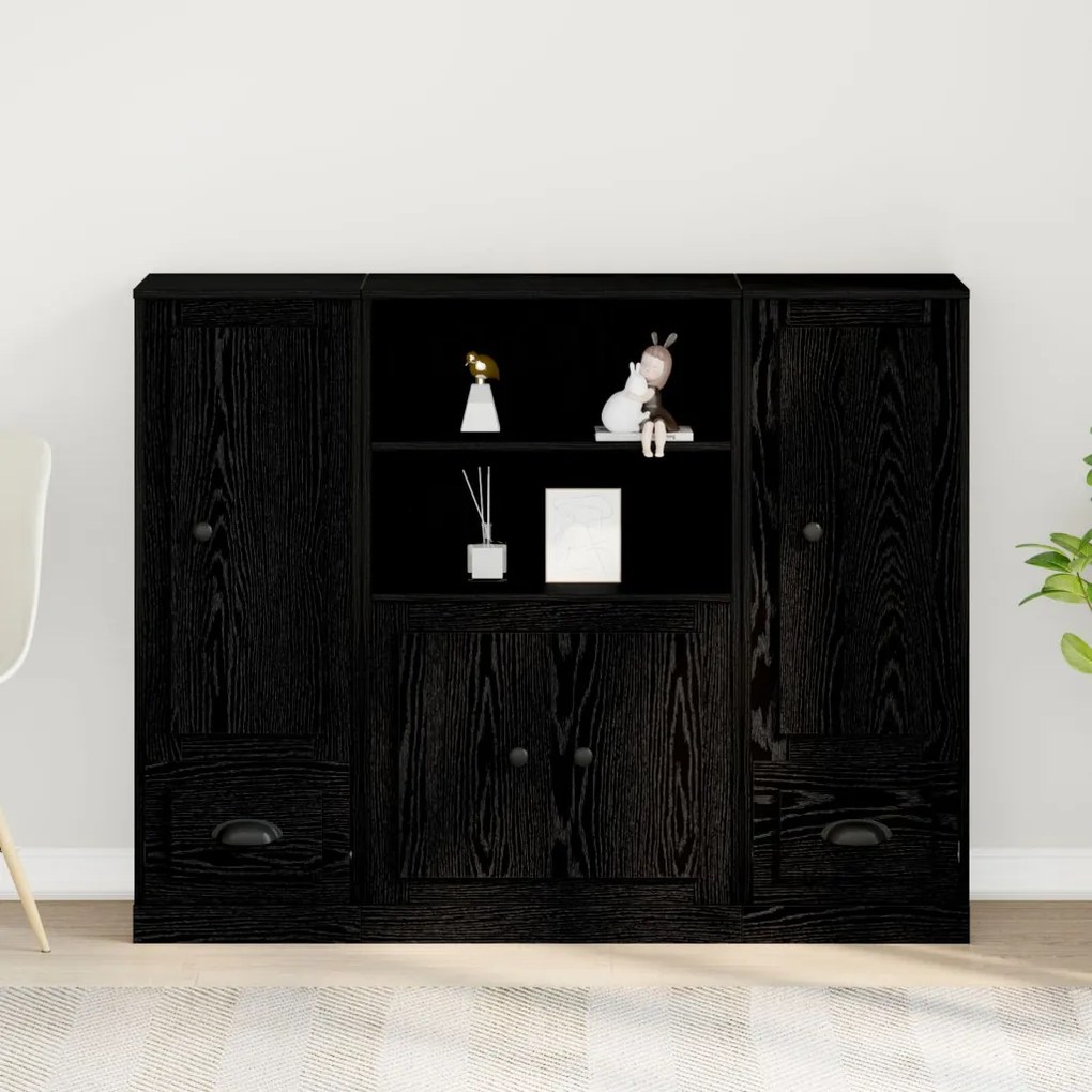 Magas szekrény Fekete Tölgy 132x35,5x103,5 cm Mérnöki Fa