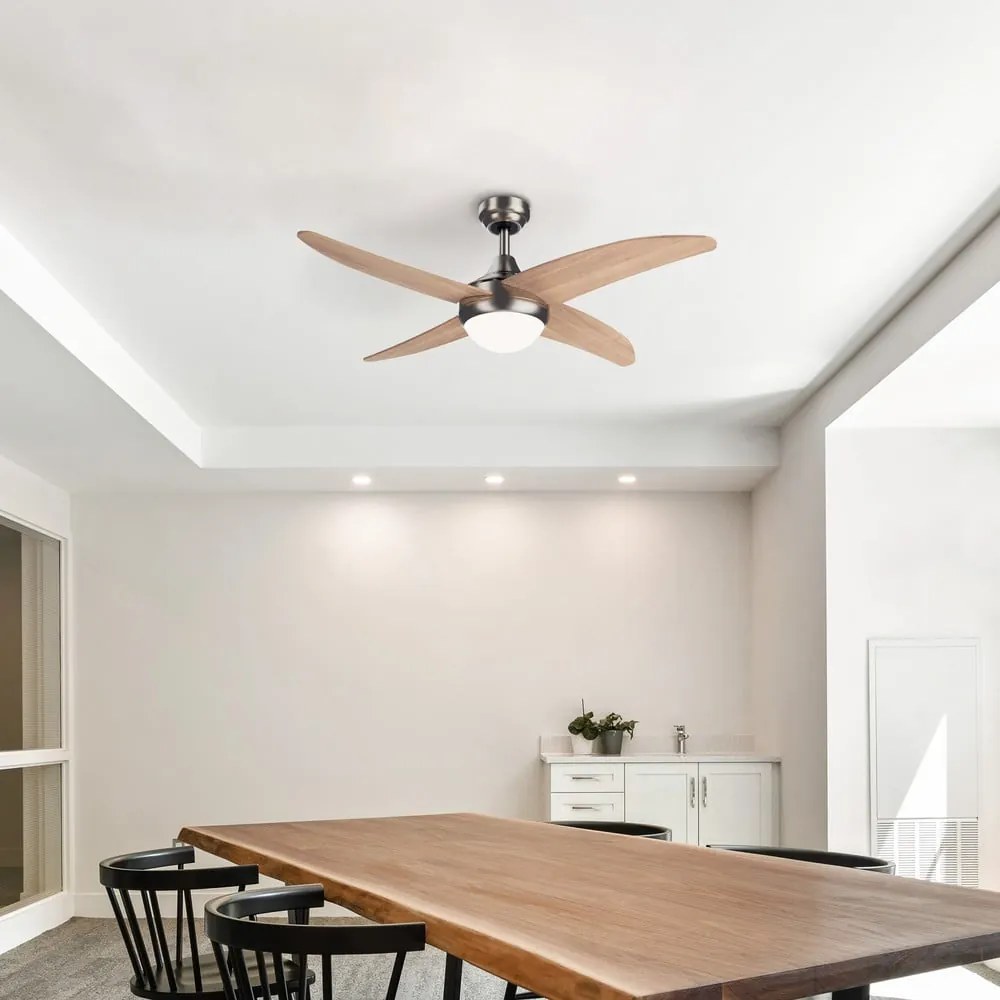 Világos natúr színű mennyezeti lámpa időzítő funkcióval, ventilátorral ø 13 cm Achilia – SULION