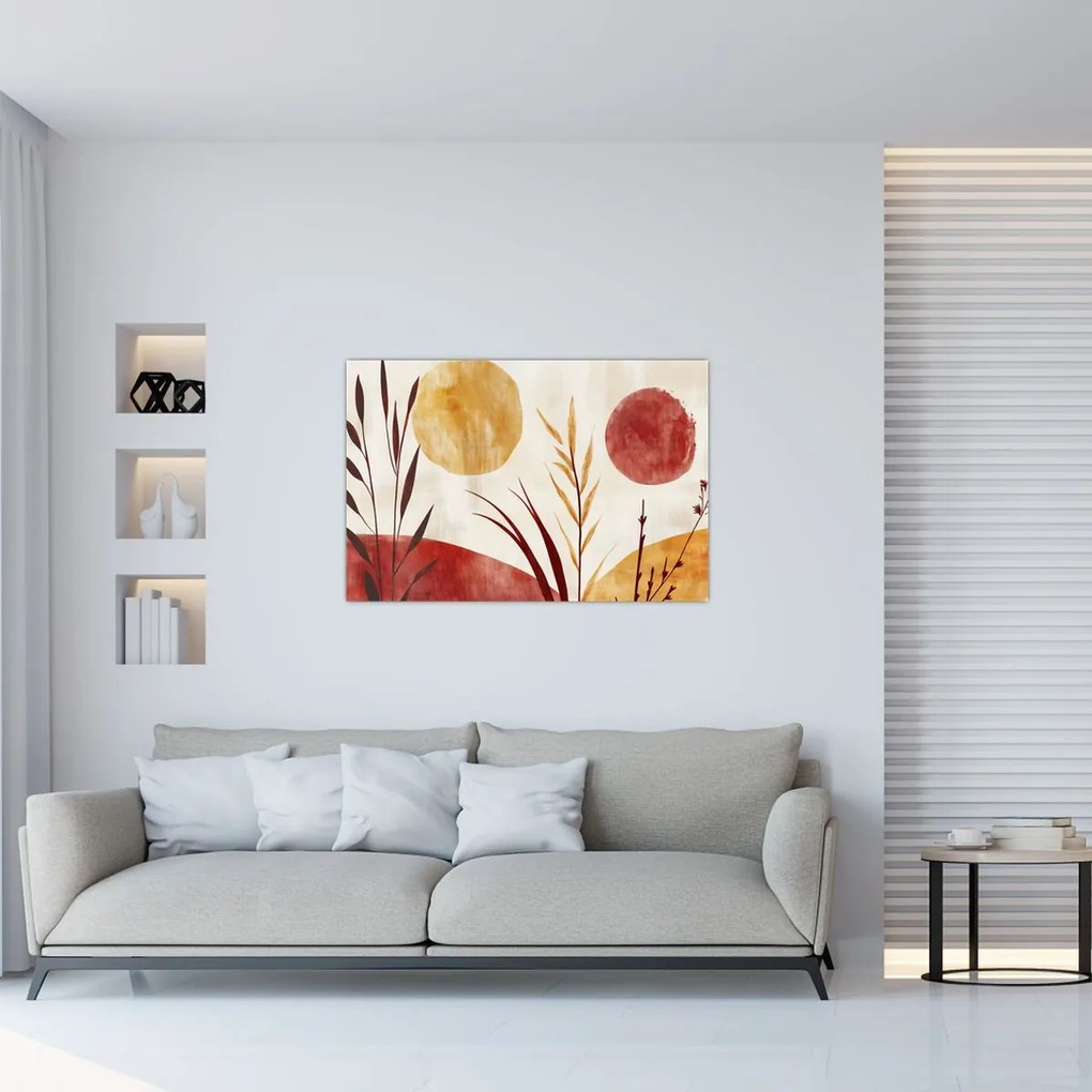 Kép - Növények és körök (90x60 cm)