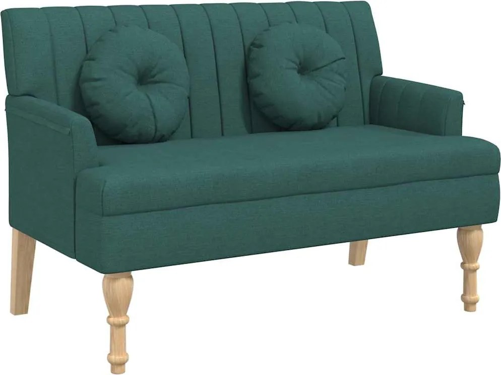 vidaXL sötétzöld szövetpad párnákkal 113x64,5x75,5 cm