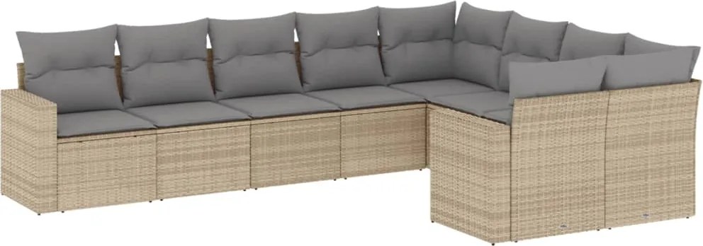 vidaXL 9 részes bézs polyrattan kerti ülőgarnitúra párnákkal