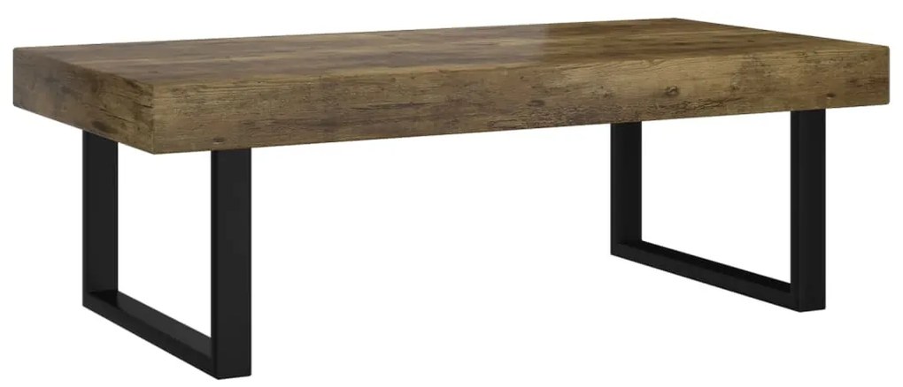 Sötétbarna és fekete MDF és vas dohányzóasztal 120x60x40 cm
