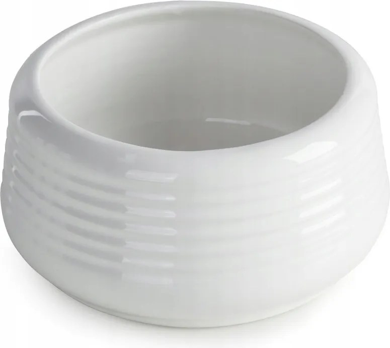 Dekorációs tál 16X8 fehér dolomitból, dombornyomott csíkokkal