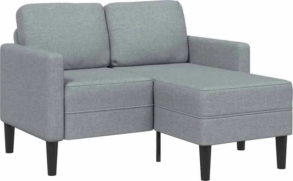 vidaXL világosszürke anyagból 2 üléses kanapé L-alakú kanapéval 125 cm