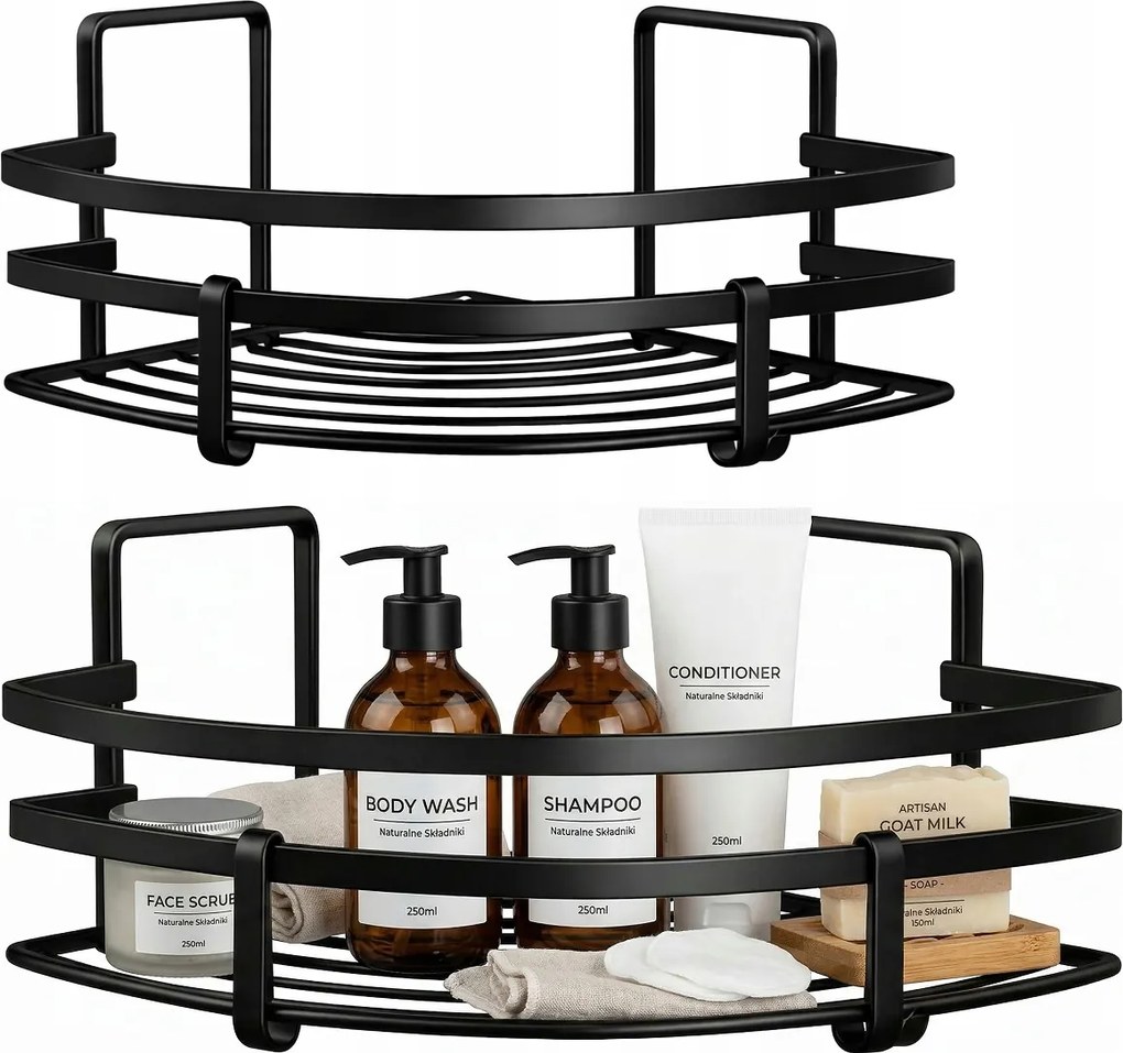 Profix Sarokrendező Fekete Fém Zselék Sampon Zuhany 28CM 21CM 14CM