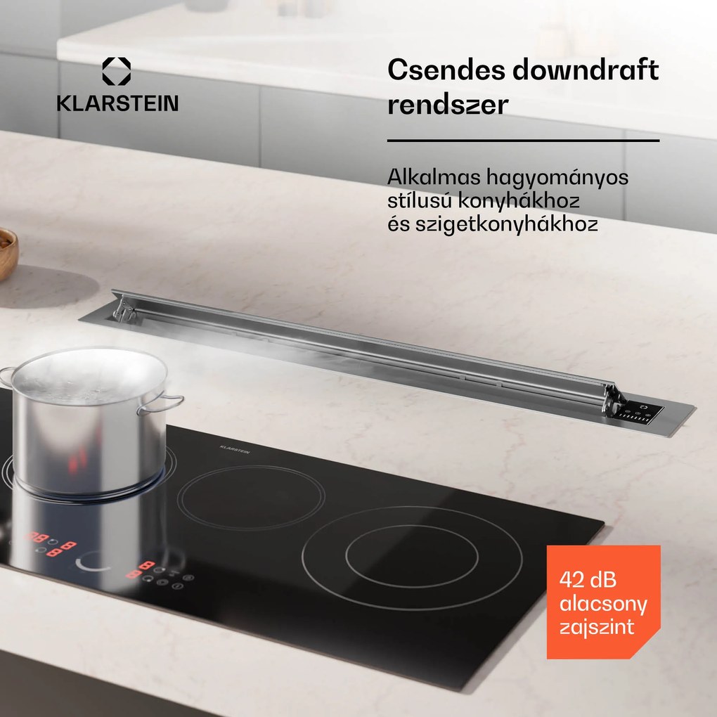 Klarstein Brisa, páraelszívó 90 cm, kihúzható, rozsdamentes acél, 710 m³/h, A+