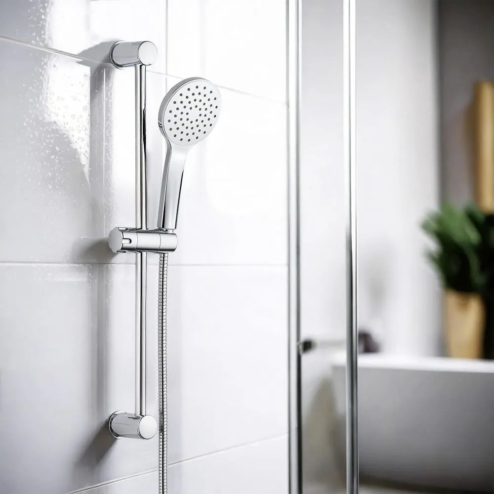 Ezüstszínű rozsdamentes acél zuhanyszett kézi tussal-tolható tartóval 60 cm No. 2 – Allstar