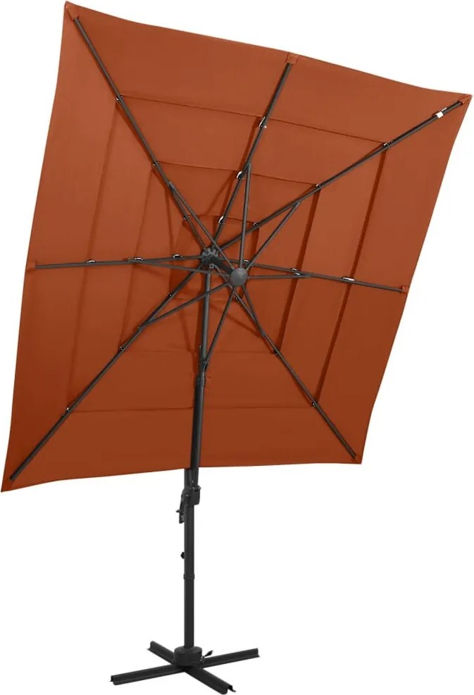 vidaXL 4 szintes terrakotta napernyő alumíniumrúddal 250 x 250 cm