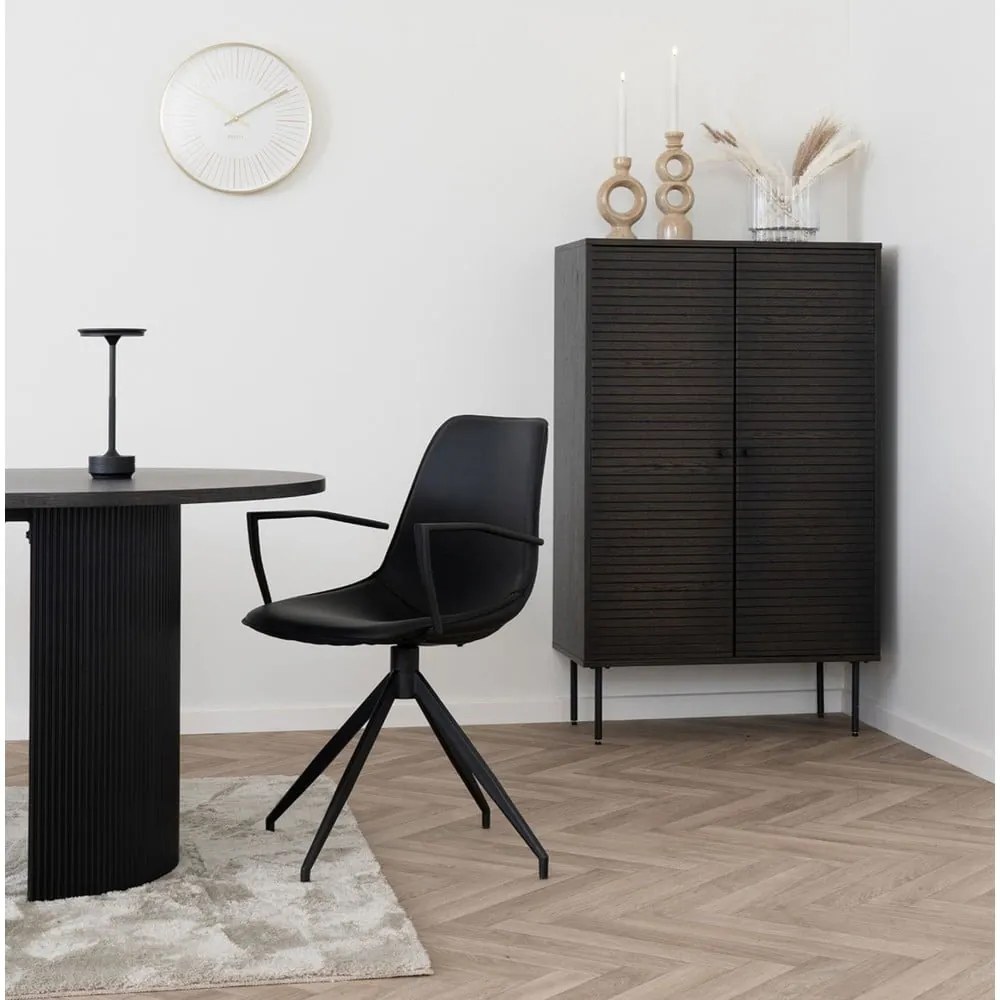 Sötétbarna szekrény tölgyfa dekorral 80x130 cm Kyoto – House Nordic