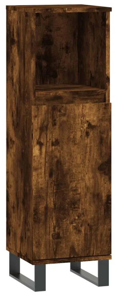füstös tölgy színű szerelt fa fürdőszobaszekrény 30x30x100 cm