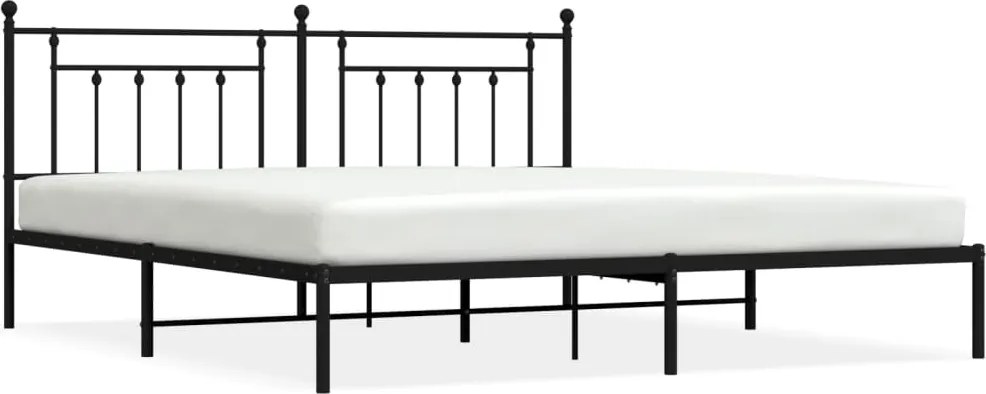 vidaXL fekete fém ágykeret fejtámlával 200 x 200 cm