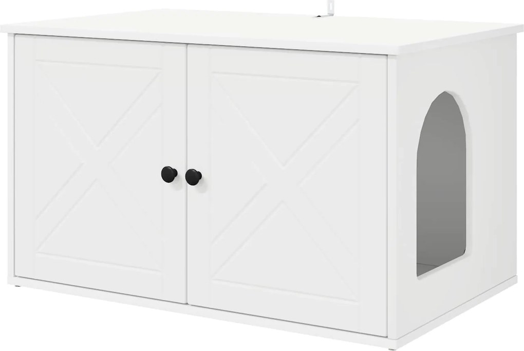 vidaXL Macska Ház Fehér 85 x 55 x 50,5 cm Faanyag