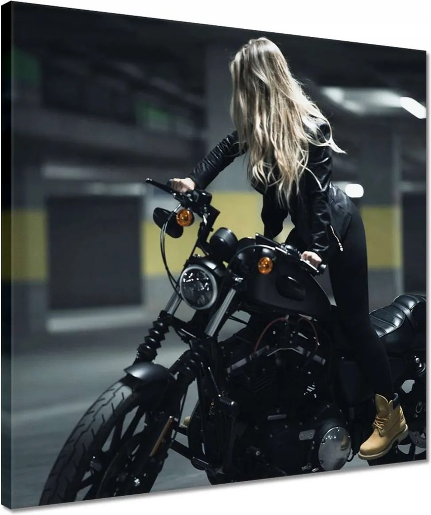 Vászonkép 40x40 Szőke nő a motoron