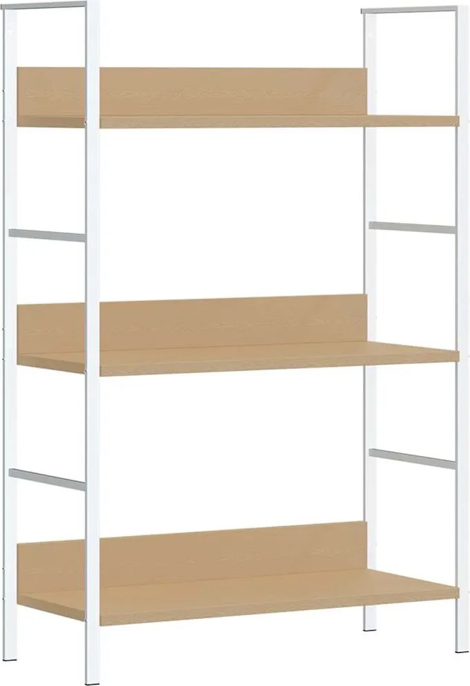 vidaXL 3 szintes tölgyszínű szerelt fa könyvespolc 60 x 27,6 x 90,5 cm