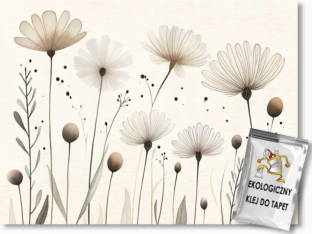 Fotótapéta Flizelina Grafika Virágok Bézs Barna Scandi Boho 400x280 ragasztó