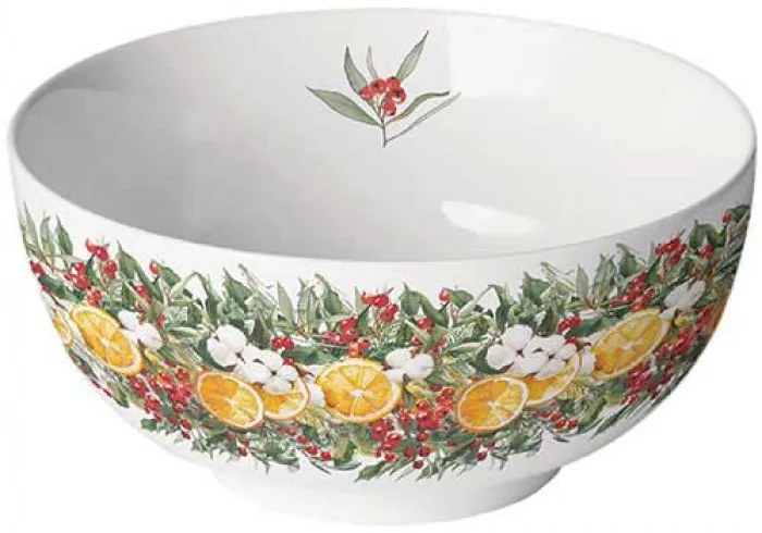 Karácsonyi porcelán tálka 6,5x14 cm Téli Narancsvarázs