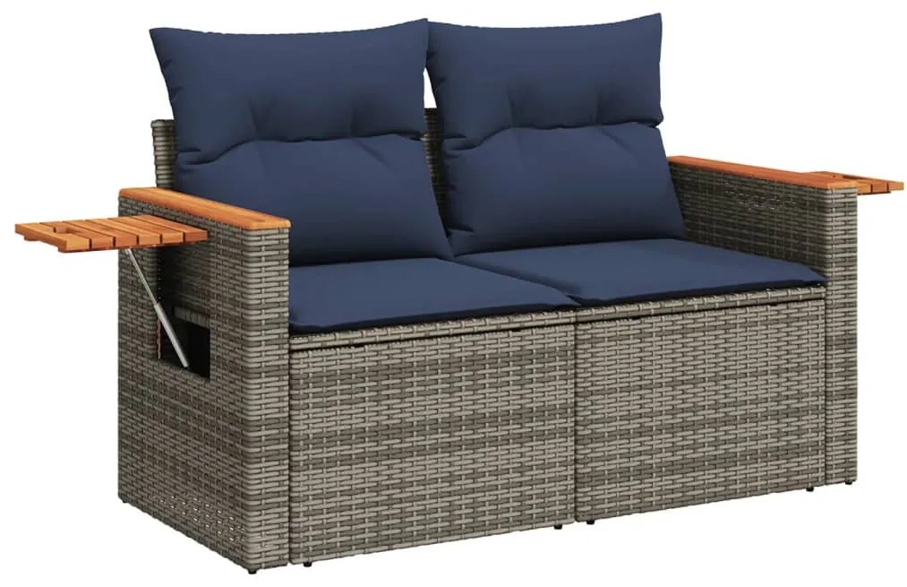 8 részes szürke polyrattan kerti ülőgarnitúra párnával