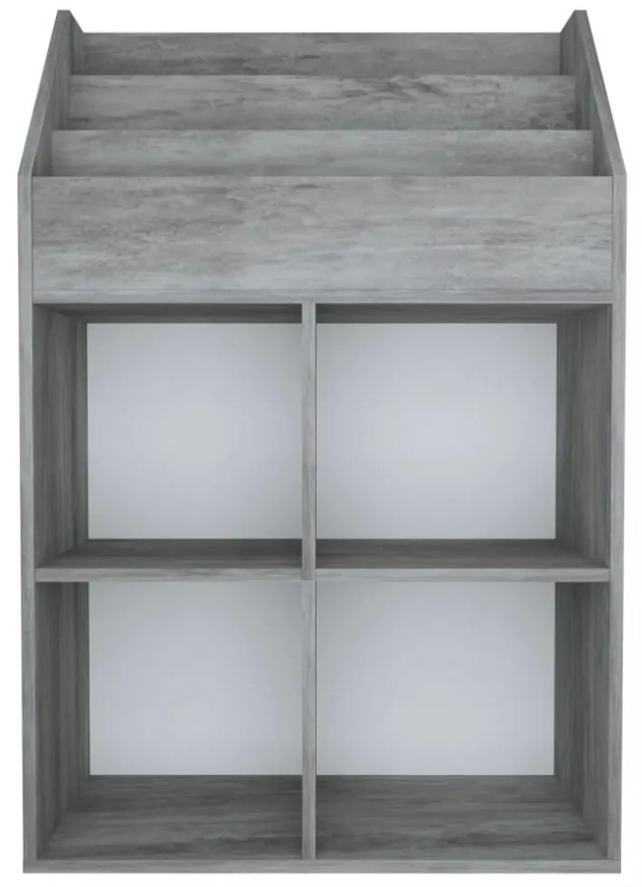betonszürke szerelt fa gyerek újságtartó 71 x 30 x 114 cm