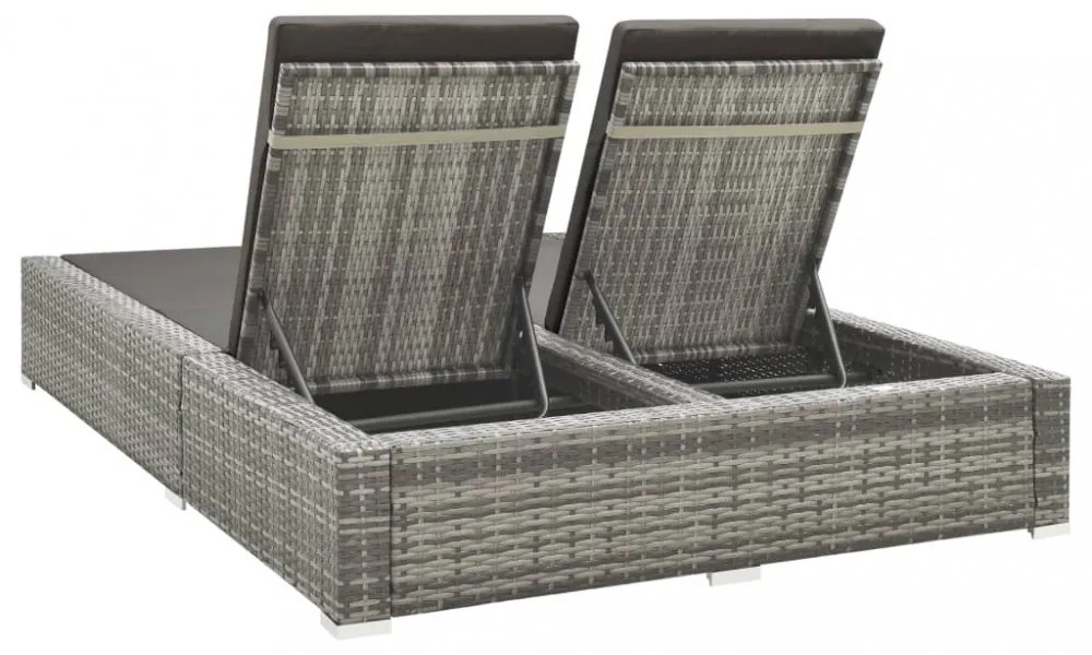 kétszemélyes szürke polyrattan napozóágy