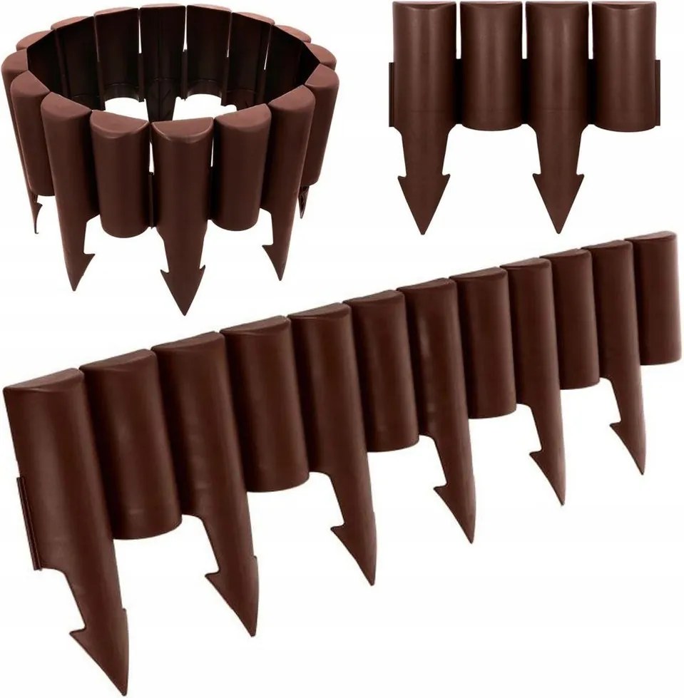 10x Kerti Paliszád Műanyag Barna Border Perem Kerítés Gyep 2,5m